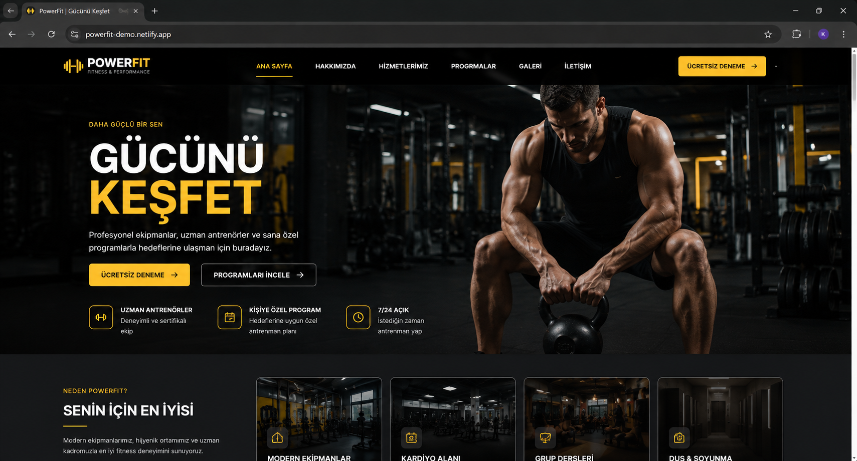Spor Salonu Web Sitesi Demo